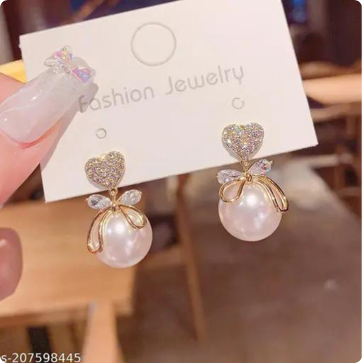 Heart Pearl Drop Earring